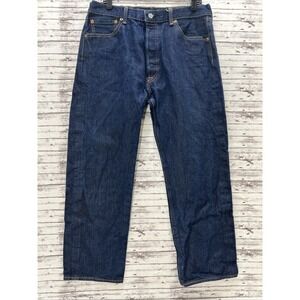 Levis Jeans Mens 36(34)X30(28) Dark Blue Denim Pants 501 Button Fly Straight